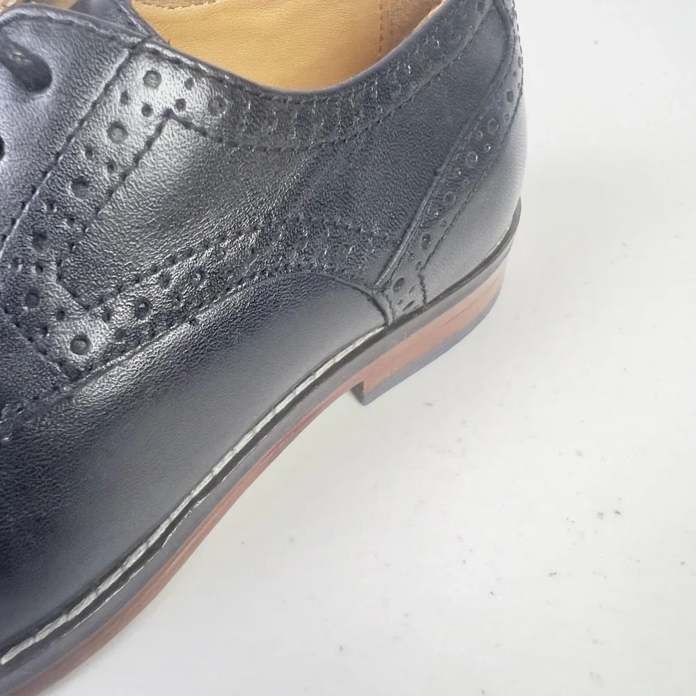Johnston & Murphy Shoes Boys Size 1 Black Leather Cap Toe Oxford Dress Formal